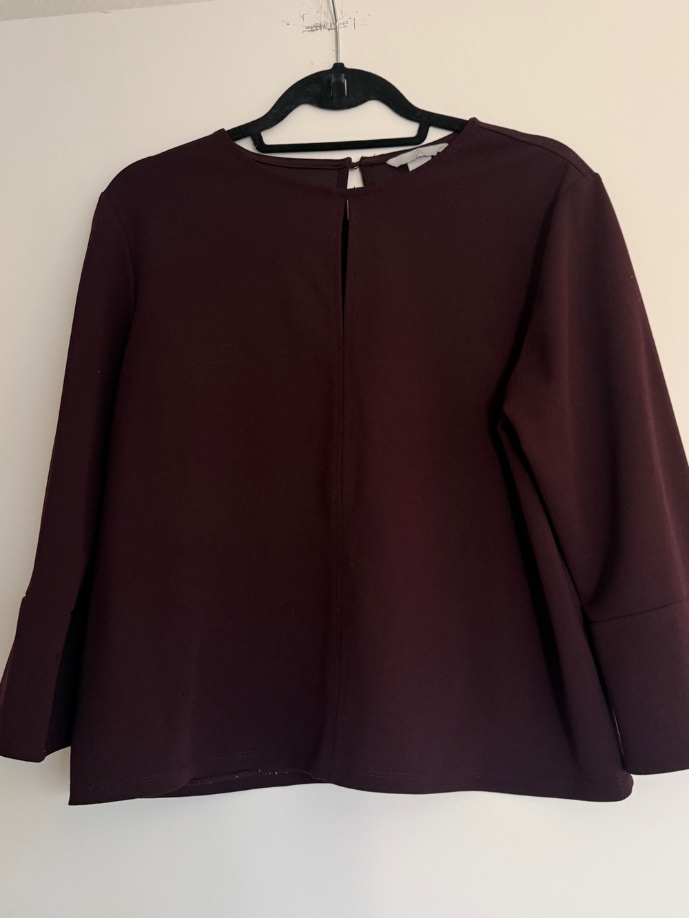 H&M Women's Long Sleeve Keyhole Blouse - Deep Wine